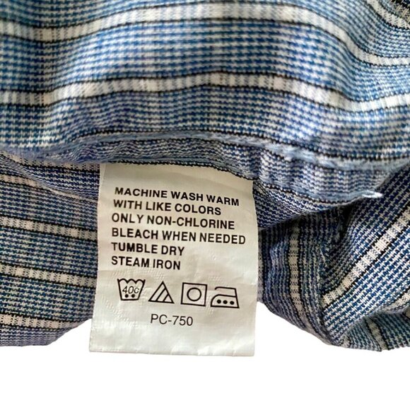Izod Saltwater Long Sleeve Blue White Cotton Button Down Shirt Men's Large - Picture 8 of 10